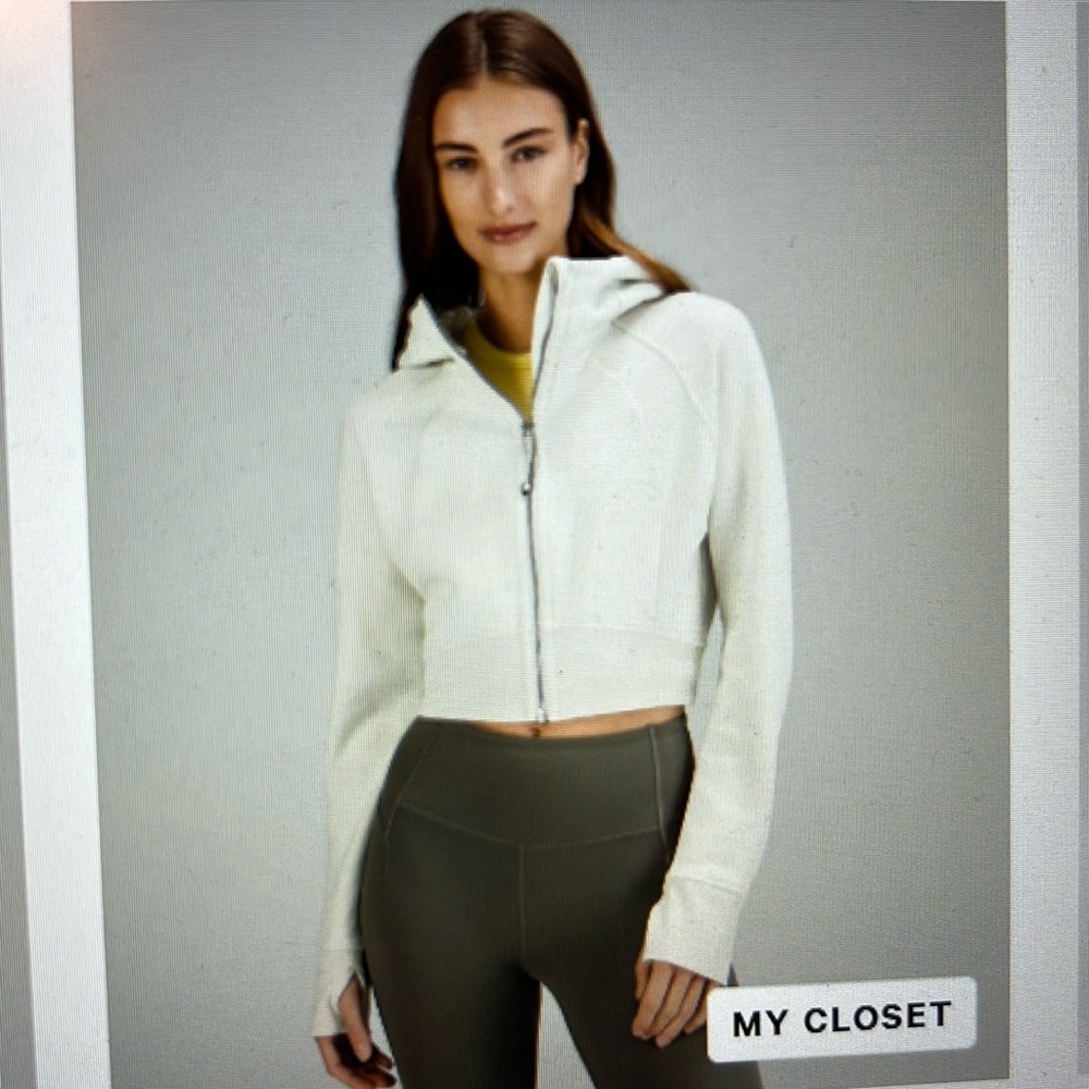 Like new Lululemon Scuba Full-Zip Cropped Hoodie in Bone Size 10